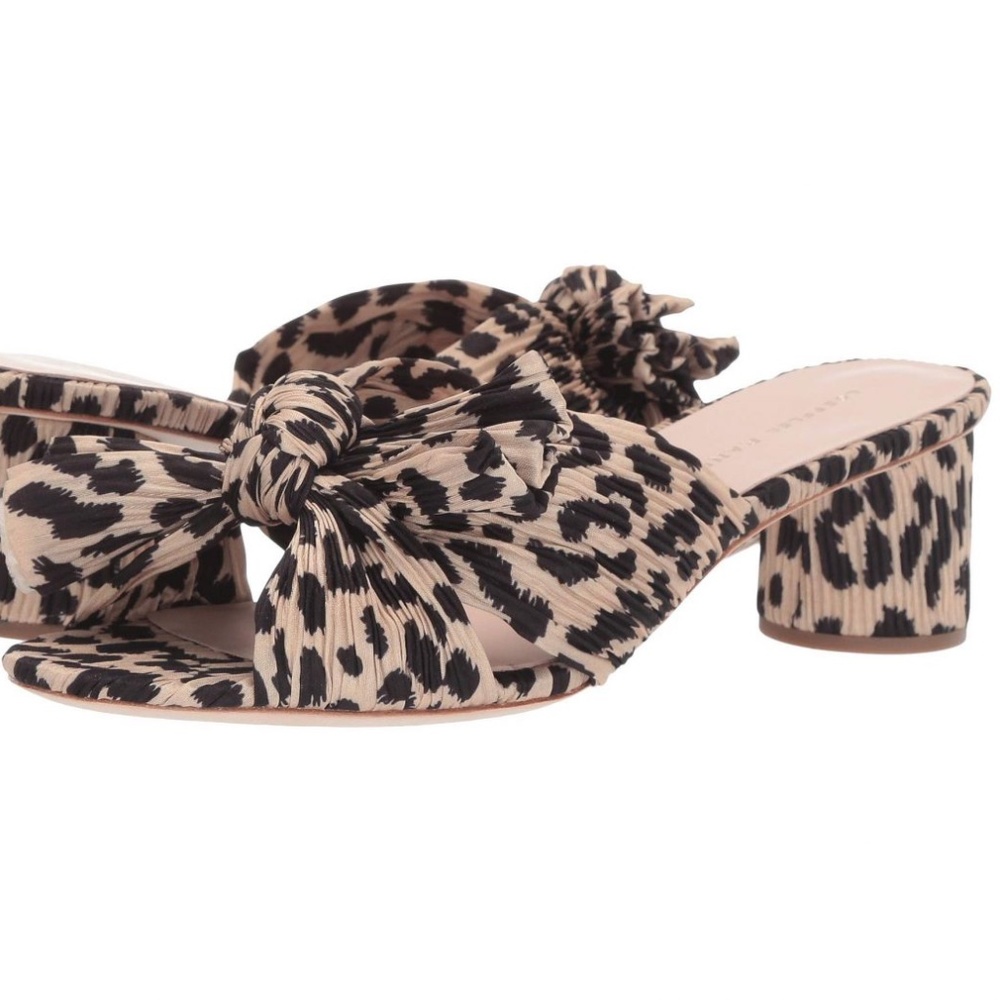 Loeffler Randall Leopard Emilia Pleated Knot Mules